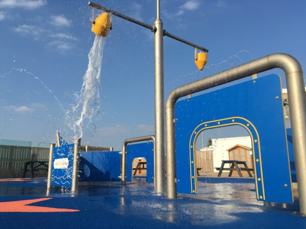 Water Splash Play Area for Kids in Wirral. Bucket Water Interactive Attraction